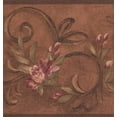 thumbnail image 1 of Fleurs Rouges Damassé Papier Peint Bord Rétro Design, Rouleau 15' x 6.75'', 1 of 3