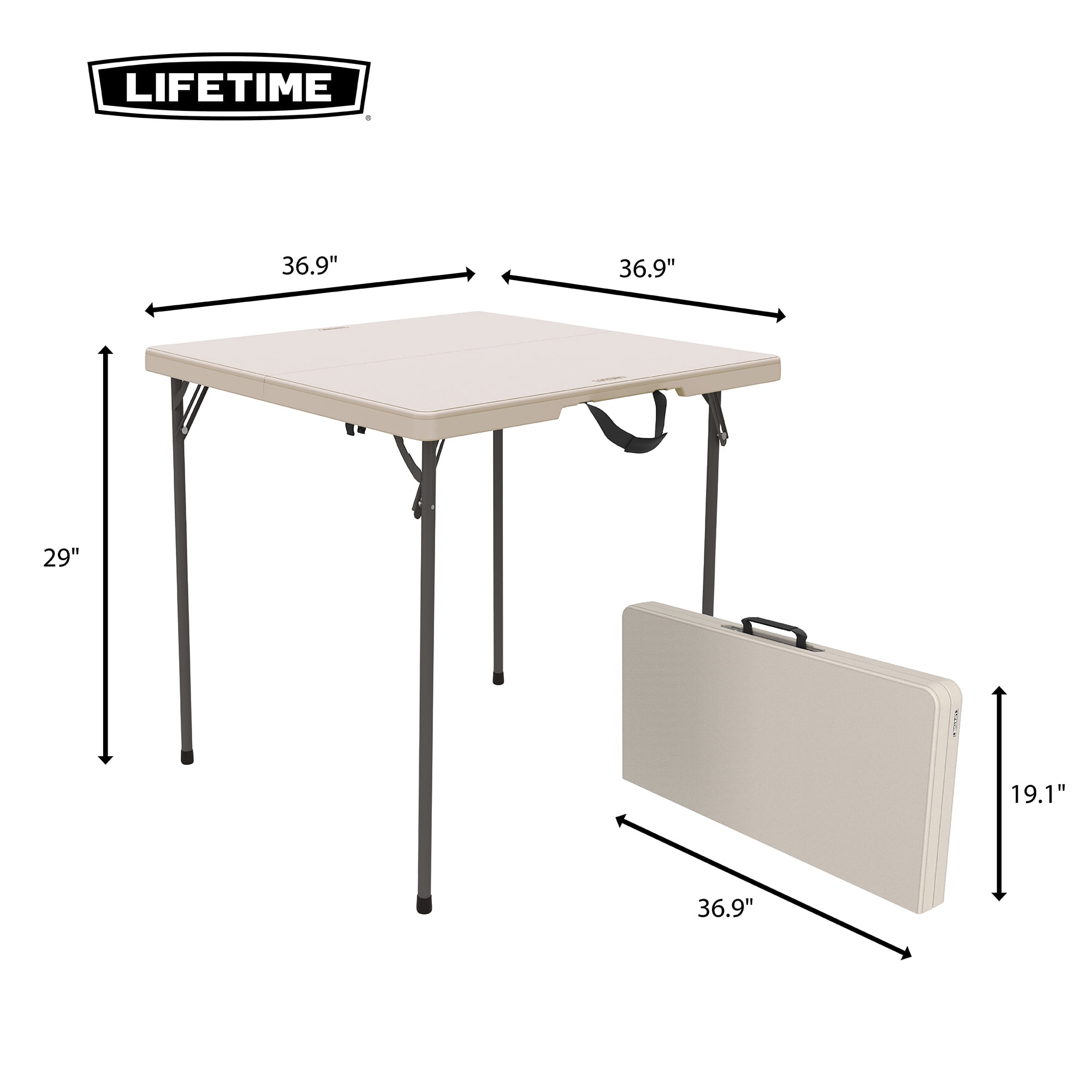 Lifetime 37-Inch Fold-In-Half Table and 4 Chairs Set (Light Commercial)