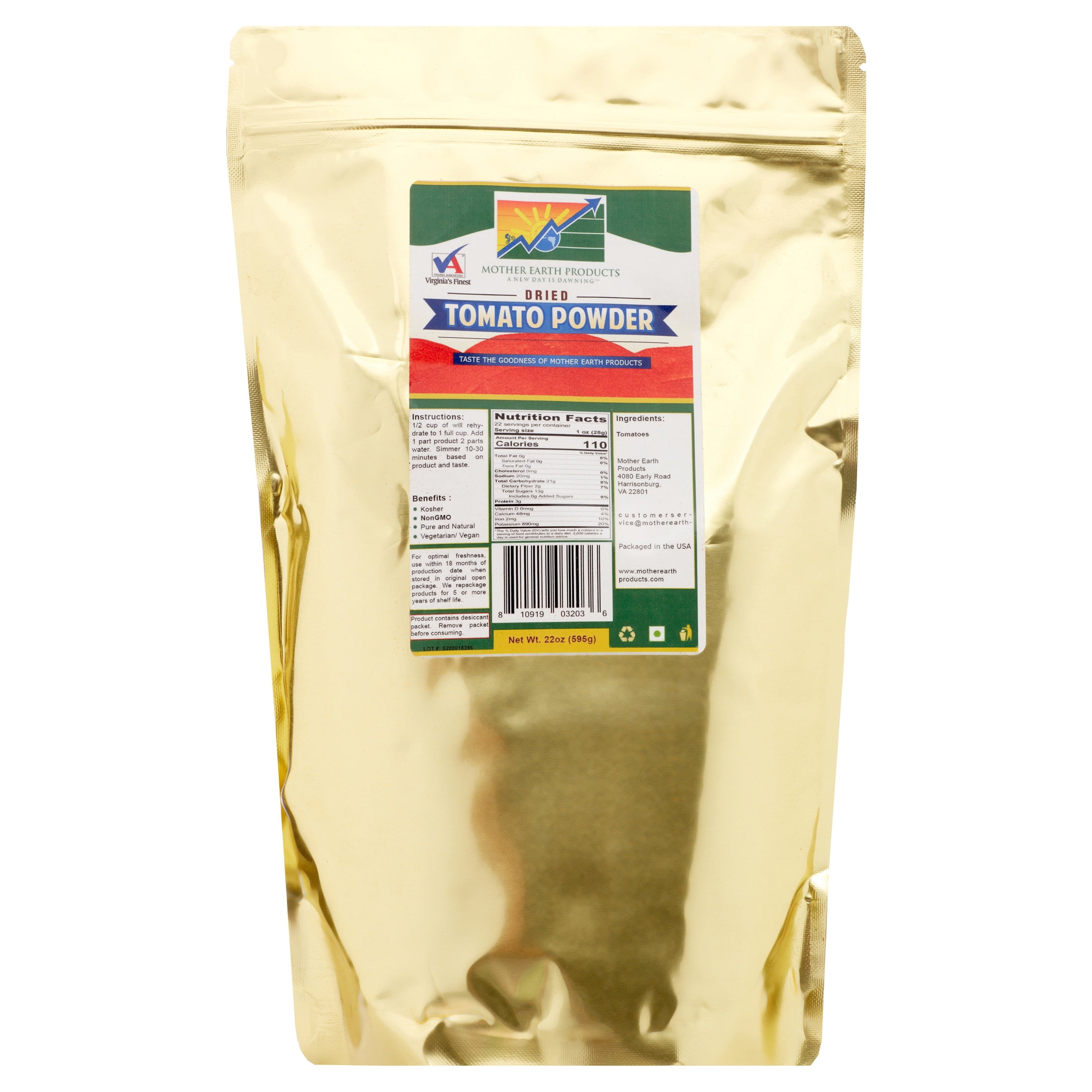 Air Dried Tomato Powder, Emergency Food, 1 Full Quart Mylar Bag