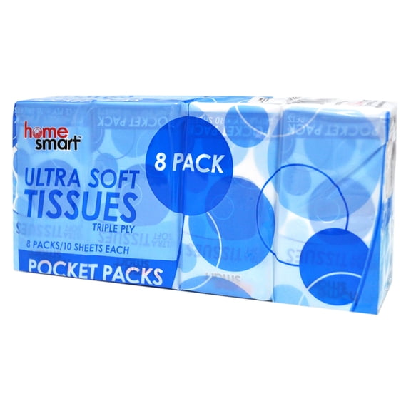 Home Smart Ultra Soft Tissues Pocket Pack 8 Pack