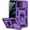 Purple with camera cover Military-Grade 2nd gen, variant on for iPhone 12 / iPhone 12 Pro Case, Military Grade Drop Protection Magnetic Ring Holder Kickstand Protective Phone Case for iPhone 12 / 12 Pro (Black)