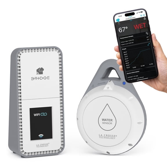 La Crosse Technology Leak Geek Spot Detection Wi-Fi Alert and Monitoring System, X100-WL-01