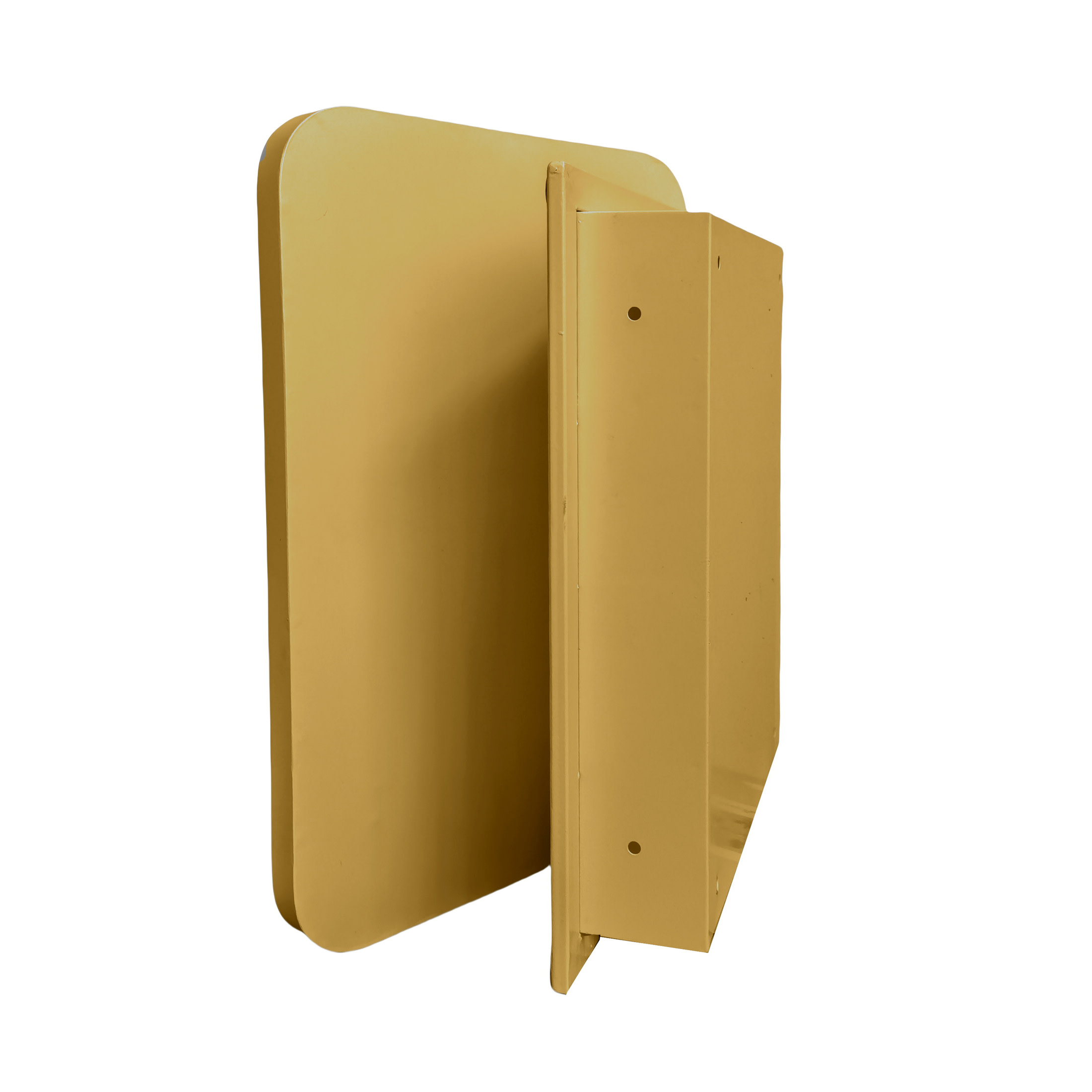 Noble House Modern Recessed Medicine Cabinet with Mirror, Metal Frame & Adjustable Glass Shelves, Golden