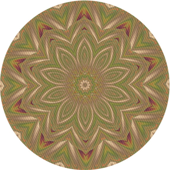 Ahgly Company Machine Washable Indoor Round Transitional Caramel Brown Area Rugs, 7' Round