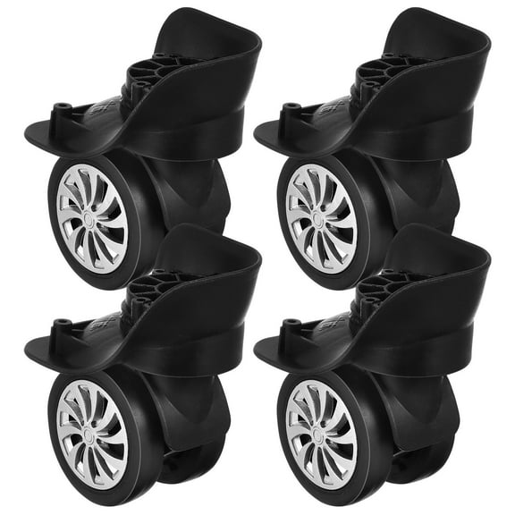 TEHAUX 4Pcs Attachable Luggage Wheels Swivel Wheel for Luggage Black Plastic Quiet Operation