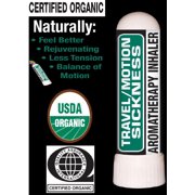 Nasal Inhaler Aromatherapy Travel/Motion - USDA Certified Organic - International Quality Assurance - 100% Pure Therapeutic Grade Organic Essential Oils 0.7 mL by Prevenage Made in USA / Fast Shipping