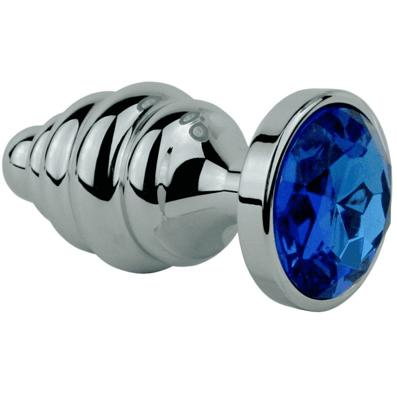 Dark Amour Intense Pleasure Anal Plug - DP Fantasy - Luxury Metal with Sparkling Jewel - Weighted for Full Feeling - Unisex Butt - Includes Storage Bag - Men and Women Sex Toys - Large Dark Blue