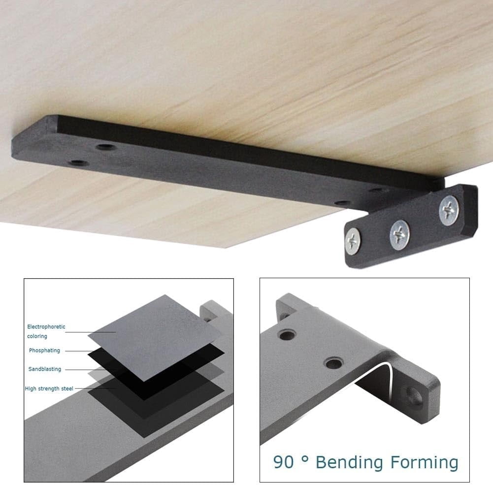 2 Pack Heavy Duty Shelf Brackets, 1/4" Thick Floating Hidden Shelf Brackets With Screws, Modern Steel Industrial Shelf Brackets For Shelves Wall Mounted