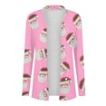 thumbnail image 4 of Cárdigan de manga larga con estampado navideño de moda para mujer, chaqueta de poliéster para mujer, 4 of 6