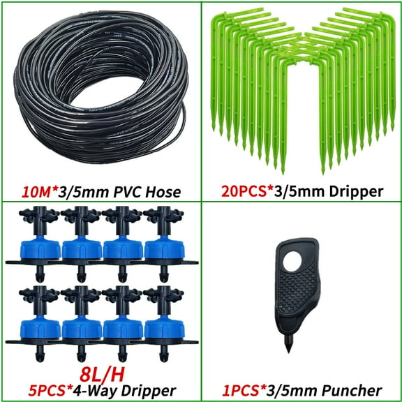 Oasis 10-100M 4L 8L/H Garden Micro Drip Irrigation Emitter Watering Systems Kits 3/5mm Arrow Drippers Potted Bonsai Greenhouse