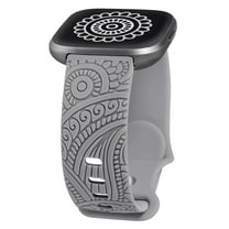 Toyouths Floral Engraved Compatible with Versa 2/Versa/Versa Lite Watch Bands Women Men, Cute Soft Sport Summer Dressy Silicone Strap with Fancy Boho Henna Pattern for Versa 2