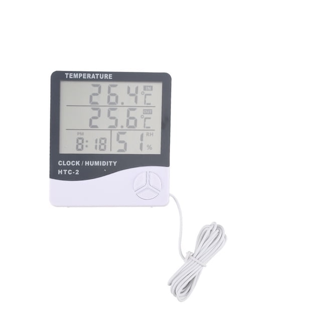 LCD Digital Temperature Meter Home Indoor Outdoor Hygrometer Thermometer Weather Station with Clock ,High Precision