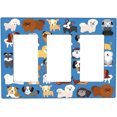 thumbnail image 1 of NICKSUN Cute Animal Dogs Puppy Combination Wall Plate, 3 Gang 3 Rocker Outlet Cover Decorative Switch Plate for Office Home Decor, 4.5 x 6.38 Inch, 1 of 7