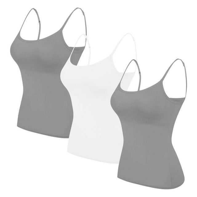 Timegard Womens 3pc Plus Size Tank Tops Scoop Neck Camis Slim Soft Casual Solid Color Sleeveless Top