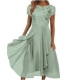 thumbnail image 4 of zanvin Robes de Soirée pour Femmes, Robe Aguichant Unie à Manches Courtes Col Rond Dentelle Chiffon Taille en Maille Robes de Soirée, Robe Fille, Vert, 4 of 6