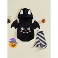thumbnail image 5 of RUINIXCW Newborn Baby Girl Boy Halloween Bat Costume Infant Spring Fall Winter Cosplay Outfit Sleeveless Hooded Zip Romper Stockings Set, 5 of 10