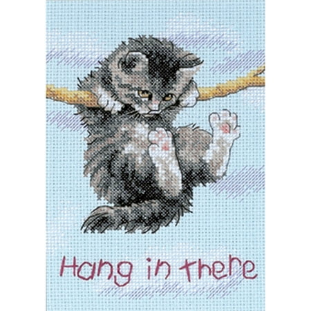 UPC: 0088677167349 | Dimensions Jiffy Mini Counted Cross Stitch Kit 5 X7 -Hang On Kitty (14 Count)