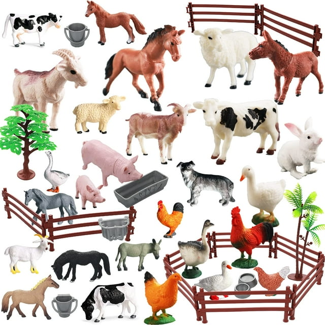 Juego de figuras de animales de granja de juguete Yowlieu con 44 piezas para niños