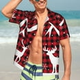 thumbnail image 4 of Uemuo Christmas Buffalo Plaid Printed Regular Fit Short Sleeve Casual Hawaiian Shirt for Men,Aloha shirt,Tropical shirt,Floral print shirt,Vacation Beach shirt-Small, 4 of 9