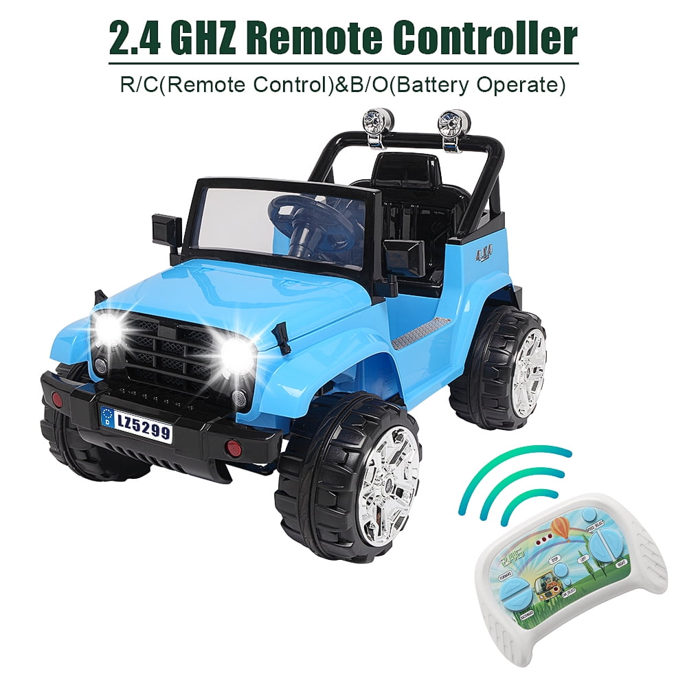 12V Kids Electric Car with Remote Control, Ride-On Toy for Boys/Girls, 4 Wheeler Electric Vehicle with 3 Speeds, LED Lights, MP3 Player, Blue