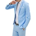 thumbnail image 2 of Mufeng Men's 2 Piece Dress Suit Slim Fit One Button Solid Formal Wedding Tuxedo Blazer Pants for Casual Formal Sky Blue 5XL, 2 of 3