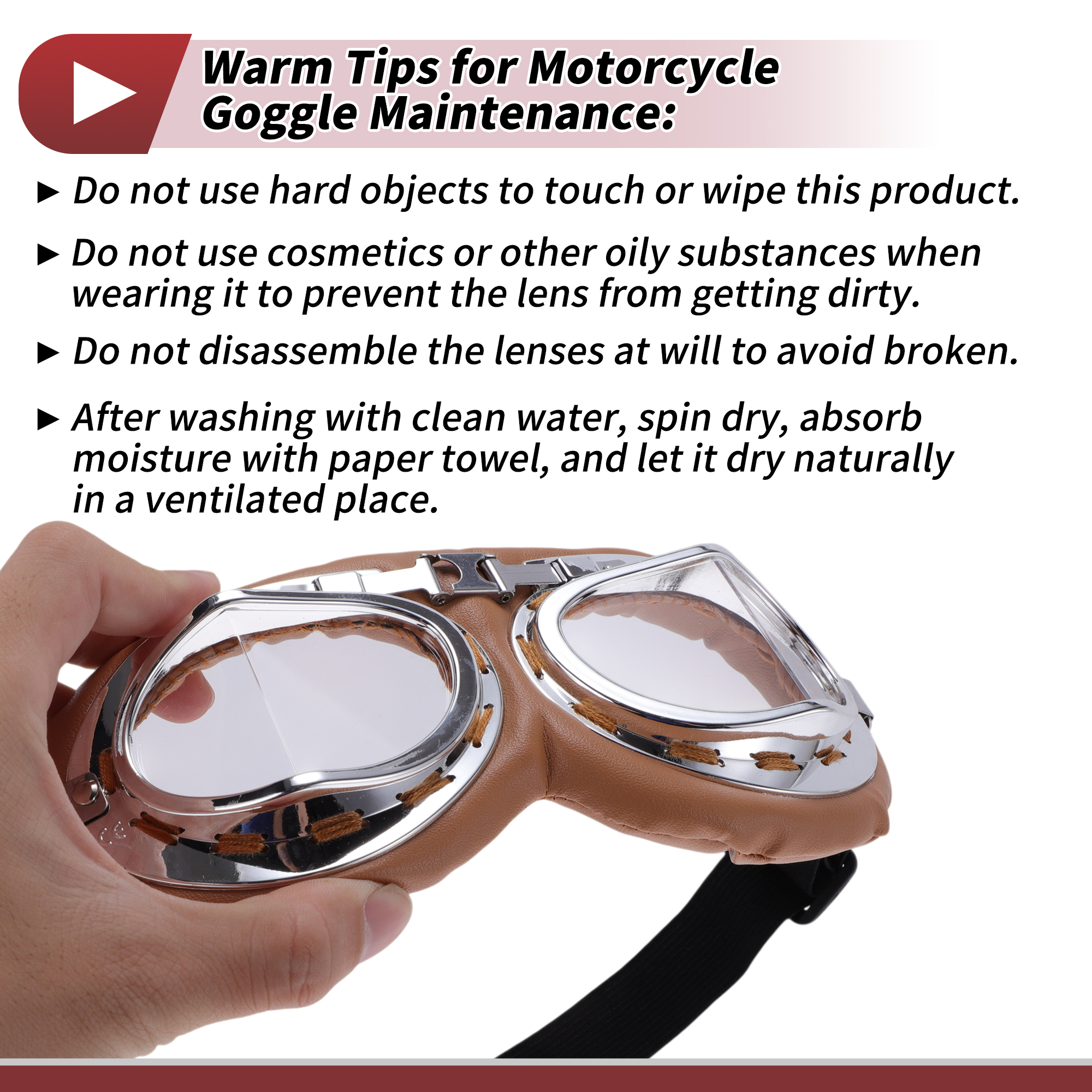 Unique Bargains 1 Set Motorcycle Riding Goggles Foldable PC PU Sponge Outdoor Sports Sunglasses for Motocross Dirt Bike ATV Transparent Lens Brown Frame