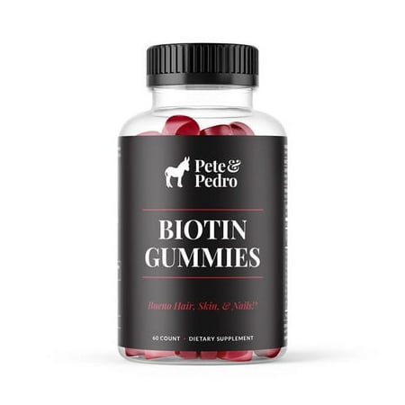 Pete & Pedro BIOTIN Gummies – Daily Supplement For Hair, Skin, & Nails, 60 Count