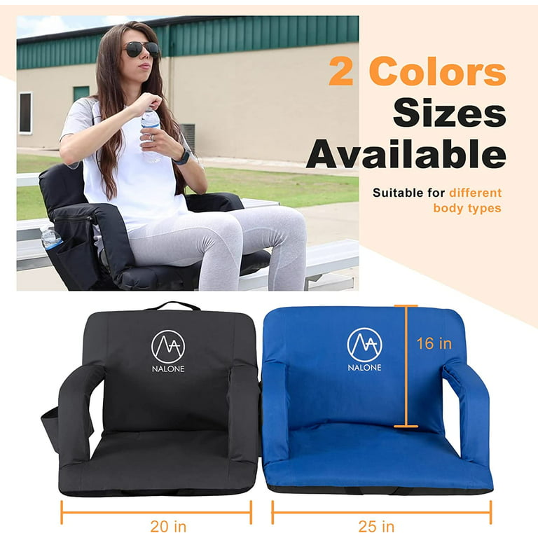 Nice C Stadium Seats, bleacher Seats with Backs and Cushion, Floor Chairs,  5 Reclining Positions, Ultralight, Foldable, Extra Thick Padding, with  Shoulder Straps & Net Pockets - NiceC