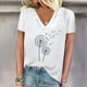 thumbnail image 2 of Camisetas de Manga Corta para las Mujeres, Impresión de Cuello en V Camiseta Casual Top Hecho de 95% Poliéster 5% Spandex para el Uso Diario de Primavera Verano, Camisetas para las Mujeres Casual, 2 of 4