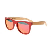 New Premium Wooden Polarized Tupelo Cherry Sunglasses 53mm with Red Mirror Lens