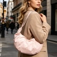 thumbnail image 6 of Women's Nylon Crescent Dumpling Bag - Large Capacity Crossbody & Shoulder Bag with Pleated Tassels, Water-Repellent, Stylish Design for Commute, Shopping & Daily Use Pink, 6 of 6