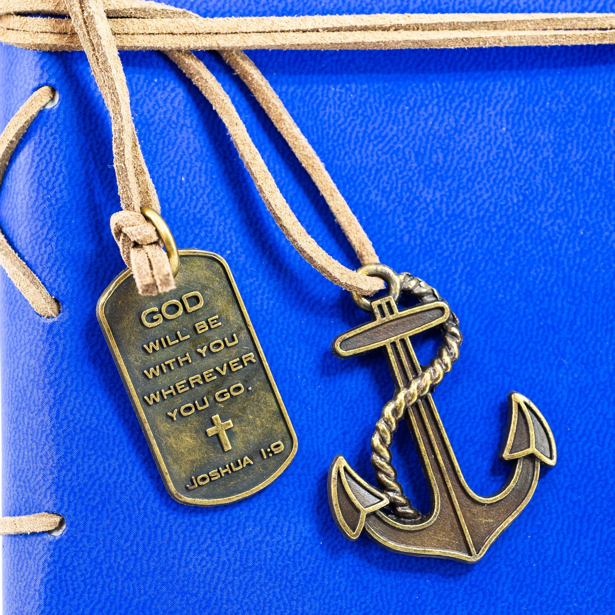 Leather Wrapped Journal - Royal Blue Compass