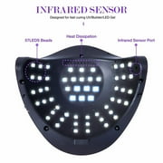 Tcwhniev 180W UV LED Light Lamp Nail Dryer for Gel Polish 57 Beads Fast Curing Portable Nail Dryer for Fingernail Nail Lamp & Toenail Gels Polish,4 Timers