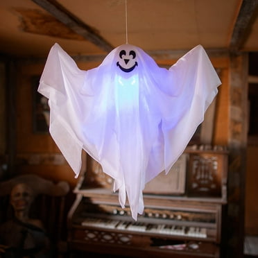 Morris Costumes 19 in Light-Up Smiling Ghost Halloween Hanging Decoration - White