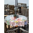 thumbnail image 3 of Round Outdoor Tablecloth With Umbrella Hole And Zipper– Easter Bunny Tail Waterproof Patio Table Cover for Party, Picnic, Backyard, 60" Dia. , Color Eggs Spring Flowers Light Blue Wood, 3 of 8