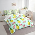 thumbnail image 3 of Manfei Kawaii Watermelon Pineapple Bedding Comforter Set 7 Pieces, Cartoon Fruit Print Full Bedding Set, Teens Kids Child Reversible Fitted Sheet Flat Sheet, Luxury Bedroom Decor, 3 of 7