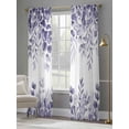 thumbnail image 4 of Purple Eucalyptus Leaves Sheer Curtains 108 Inch Length 2 Panels Set Window Treatments, Spring Summer Botanical Rod Pocket Semi Curtains for Living Room/Bedroom/Kitchen Décor, 104"W x 108"L, 4 of 7