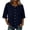 Navy, variant on 3/4 Length Sleeve Womens Tops Cotton Button-Front Shirts Round Neck Three-quarter Sleeve Tops Casual Loose Shirt with Pockets (Gray,M)
