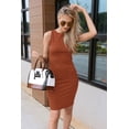 thumbnail image 2 of Vestido PRETTYGARDEN Bodycon Midi sin Mangas en Rojo Ladrillo XL, 2 of 7
