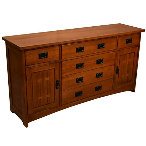 Crafters and Weavers Mission Quarter Sawn Oak 6 Drawer Sideboard - 62" - Michael's Cherry