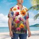 thumbnail image 3 of Balery Colorful Wildflower Meadow Camisas hawaianas de manga corta para hombre, camisas playeras de corte holgado, camisas de vacaciones con botones,3X-Large, 3 of 7