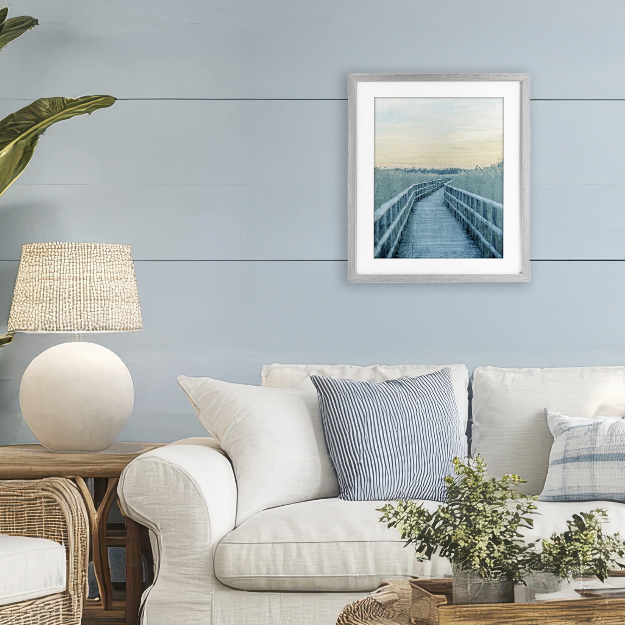 Stupell Industries Wooden Pier Boardwalk Gray Framed Print Under Glass, design by Kim Allen