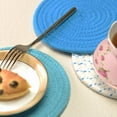 thumbnail image 5 of Kitchen Pot Holders Set Trivets Set 100% Pure Cotton Thread Weave Hot Pot Holders Set (Set of 3) Stylish Coasters, Hot Pads, Hot Mats, Spoon Rest for Cooking and Baking by Diameter 7 Inches (Blue), 5 of 5