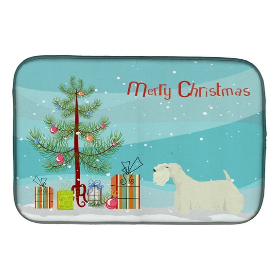Sealyham Terrier Christmas Tree Dish Drying Mat