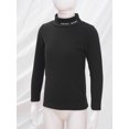 thumbnail image 5 of Yeahdor Kids Girls Thermal Underwear Tops Letters Print Mock Neck Long Sleeve Warm Undershirt Homewear Black 4-5, 5 of 7