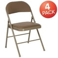 thumbnail image 4 of Emma + Oliver 4 Pack Double Braced Beige Vinyl Folding Chair, 4 of 15