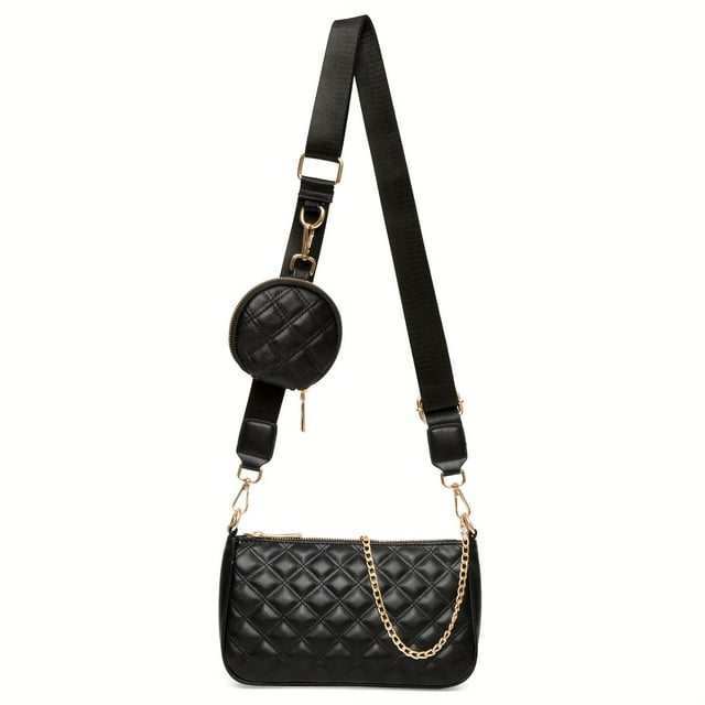 Small Quilted Crossbody Bag for Women - Stylish Shoulder Side Handbag with Detachable Coin Purse, Chain Strap, and Chic Design - Perfect for Daily Use, Travel, and Night Out