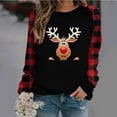 thumbnail image 3 of Tbopshirt Womens Hoodless Sweatshirts,Plus Size Essential Crewneck Sweatshirts Long Sleeve Plaid Christmas Print Splicing Round Neck Pullover T-Shirt Tops, 3 of 5