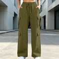 thumbnail image 2 of QATAINLAV Cargo Pants for Women Y2K Casual Baggy Wide Leg Sweatpants Solid Color Jogger Workout Trousers with Pockets Army Green L, 2 of 7