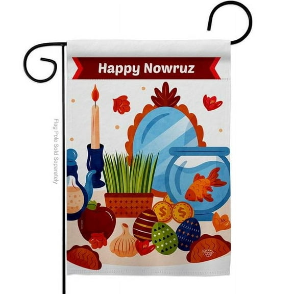 Ornament Collection  Persian Style New Years Table Celebration Nowruz Double-Sided Decorative Garden Flag, Multi Color